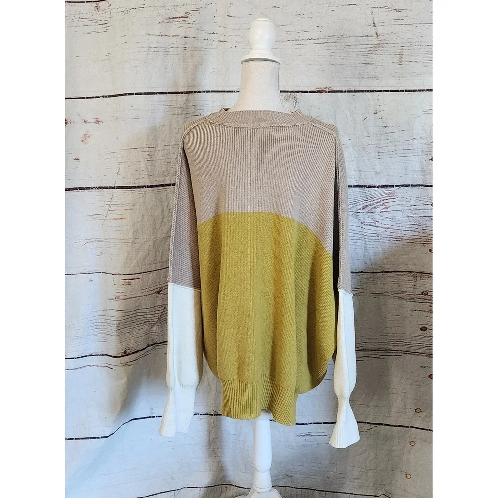 Free People Easy Street Colorblock Ribbed Oversized Sweater Size Large